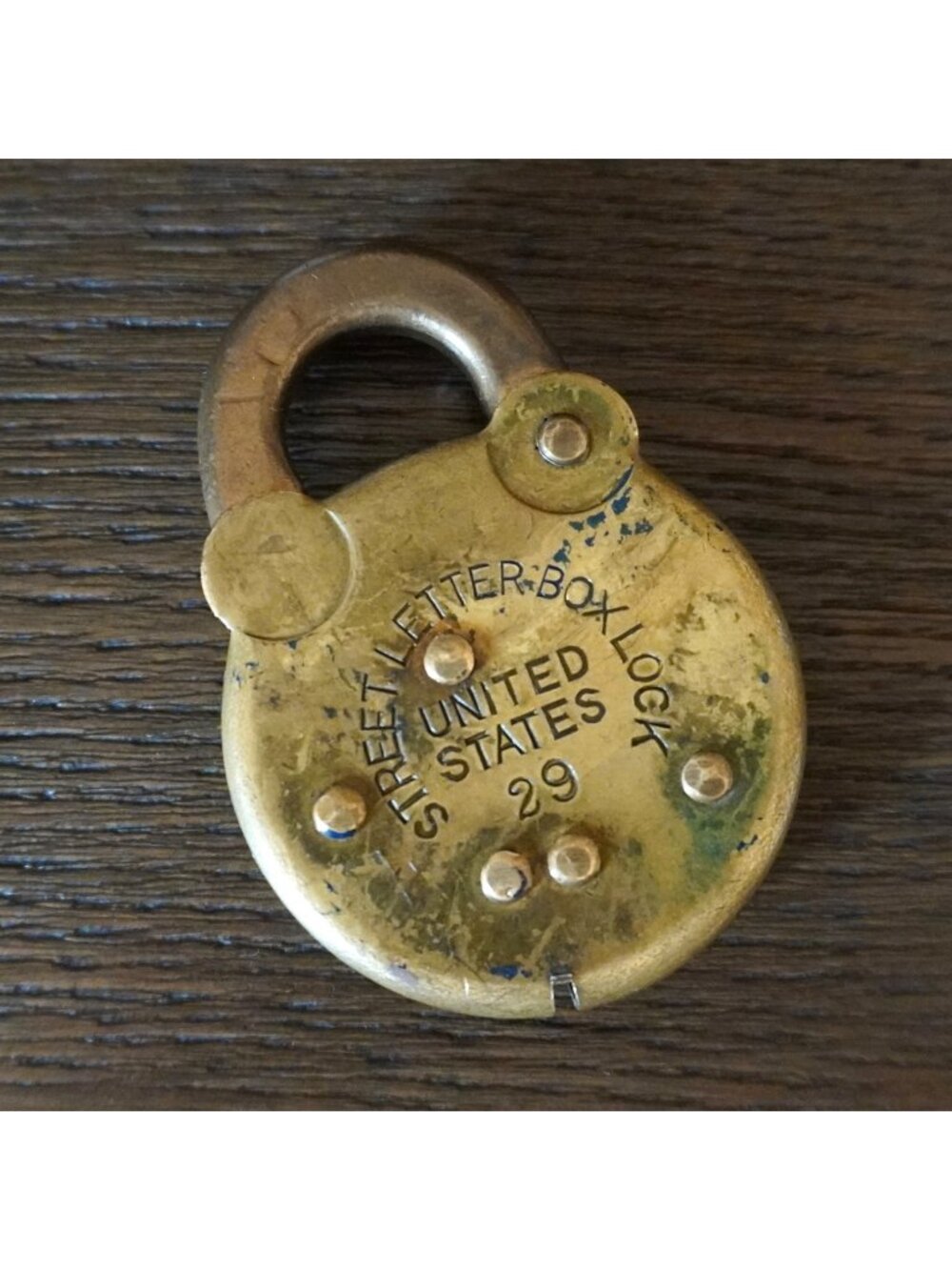 Antique US Post Office Brass Street Letter Box Lock No. 29 Postal Padlock c1900